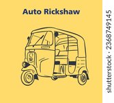 Auto Rickshaw simple line art illustration 