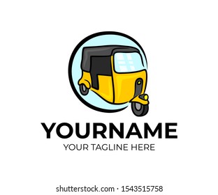 Auto rickshaw and rickshaw, transport and car, logo design. Vehicle in country India, Bangladesh and south-eastern asian, vector design and illustration