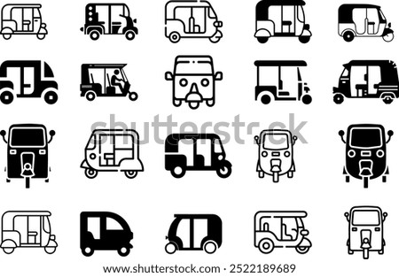 Auto Rickshaw Transport Icon. Black simple thin line icon vector illustration.