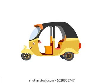Auto Rickshaw or Tuk Tuk - Cartoon Vector Image