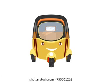 Auto Rickshaw or Tuk Tuk Front View - Cartoon Vector Image