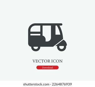 Auto rickshaw vector icon. Symbol in Line Art Style for Design, Presentation, Website or Mobile Apps Elements, Logo. Rickshaw symbol illustration. Pixel vector graphics - Vector