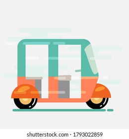 ilustración vectorial de rickshaw automático en estilo plano 