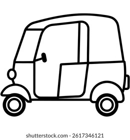 Auto Rickshaw vector line art on white background