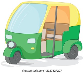 Auto Rickshaw Vehicle Hand Drawn Cartoon Vector