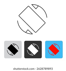 Auto Rotate icon, line icon, white, black and red colors, using light black, dark white and light blue buttons