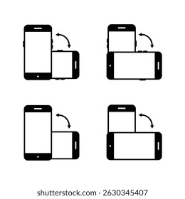 Auto rotate mobile phone icon set in trendy style. Smartphone rotation sign symbol
