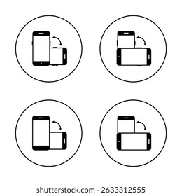 Girar automaticamente o ícone do telefone celular definido na linha circular. Símbolo de sinal de rotação do smartphone
