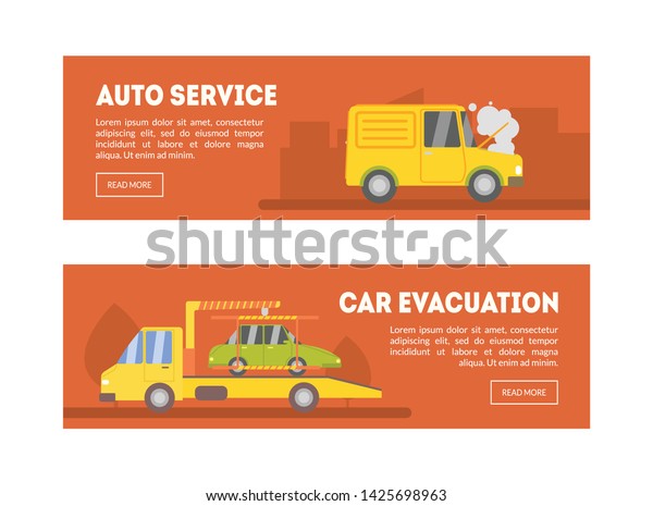 Auto Service, Car Evacuation Landing Page\
Template, Online Evacuation Service, Roadside Assistance Vector\
Illustration, Web Design