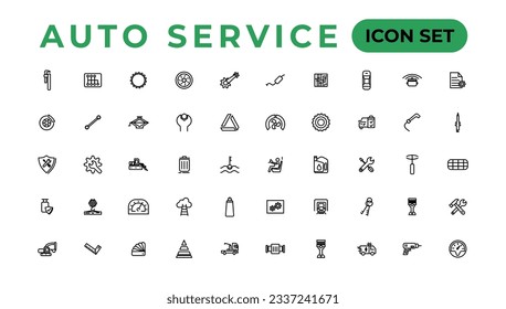 Auto service and car garage Set of thin line web icon set, simple outline icons collection, Pixel Perfect icons, Simple vector illustration.
