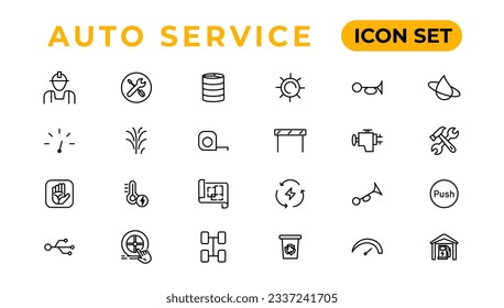 Auto service and car garage Set of thin line web icon set, simple outline icons collection, Pixel Perfect icons, Simple vector illustration.