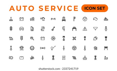 Auto service and car garage Set of thin line web icon set, simple outline icons collection, Pixel Perfect icons, Simple vector illustration.
