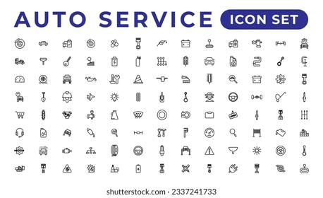 Auto service and car garage Set of thin line web icon set, simple outline icons collection, Pixel Perfect icons, Simple vector illustration.