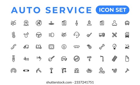 Auto service and car garage Set of thin line web icon set, simple outline icons collection, Pixel Perfect icons, Simple vector illustration.
