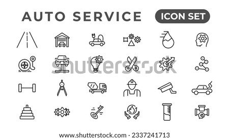 Auto service and car garage Set of thin line web icon set, simple outline icons collection, Pixel Perfect icons, Simple vector illustration.