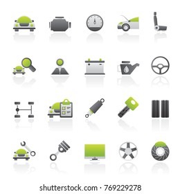 Auto Service And Car Part Icons - Vector Icon Set