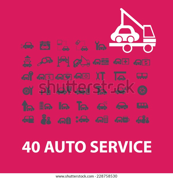 auto service,\
car repair, automotive, gas engine, station, wash machine, tyre,\
vehicle parts, icons signs,\
vector