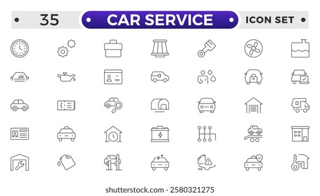 Auto service, car repair icon set. Car service and garage. Big collection: repair, maintenance, inspection, parts, units .Containing repair, maintenance, inspection, parts, units, elements and more.
