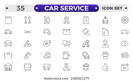 Auto service, car repair icon set. Car service and garage. Big collection: repair, maintenance, inspection, parts, units .Containing repair, maintenance, inspection, parts, units, elements and more.
