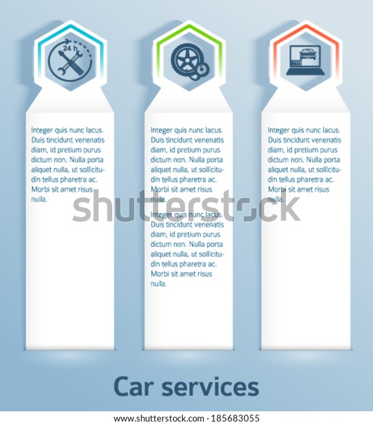 Auto service and car wash background with icons\
design elements. Modern business presentation template for car\
repair newsletter. Abstract vector eps 10 can be used for brochure\
layout, web banner