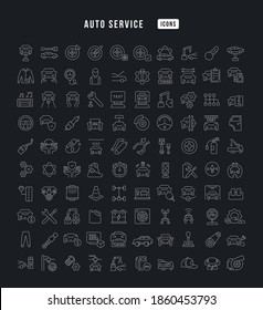 Auto Service. Collection of perfectly thin icons for web design, app, and the most modern projects. The kit of signs for category Transport.