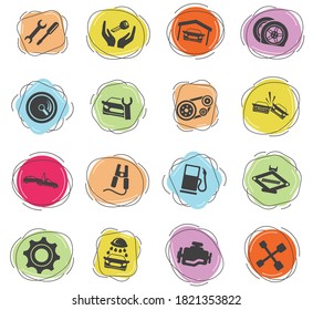 Iconos vectoriales de color de servicio automático para interfaz web y de usuario
