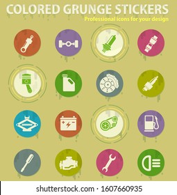 Auto Service colored grunge icons with sweats glue for design web and mobile applications