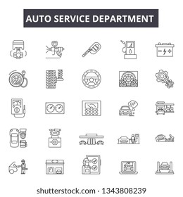 Auto Service Department Line Icons For Web And Mobile Design. Editable Stroke Signs. Auto Service Department  Outline Concept Illustrations