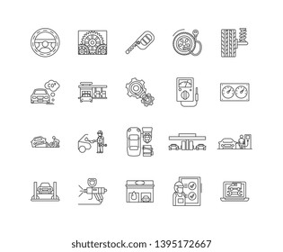 Auto Service Department Line Icons, Signs, Vector Set, Outline Illustration Concept 