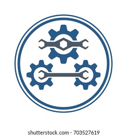 Auto service emblem. Wrench and gear icon. 