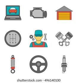 Auto service flat line icons vol 2
