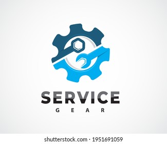 auto service gear machine logo symbol design illustration