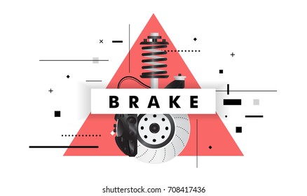 Auto service. Geometry color line composition. Trendy technology operations. Diagnostics machine centre. Car maintenance. Awesome zigzag really thin style. Automobile engine pictogram & icons for web.