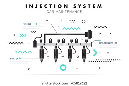 Auto service. Geometry line composition. Trendy technology operations. Diagnostics machine centre. Car maintenance. Awesome zigzag really thin style. Automobile engine pictogram and icons for web.