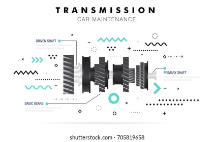 Auto service. Geometry line composition. Trendy technology operations. Diagnostics machine centre. Car maintenance. Awesome zigzag really thin style. Automobile engine pictogram and icons for web.