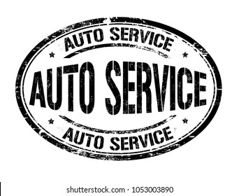 Auto service grunge rubber stamp on white background, vector illustration