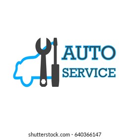 Auto service icon. Hand drawn vector illustration, design, elements, greeting card, logo