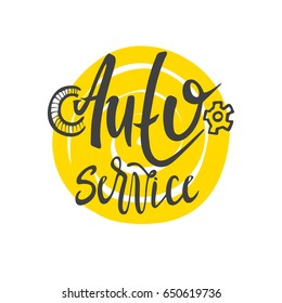 Auto service icon. Hand drawn vector illustration, design, elements, greeting card, logo