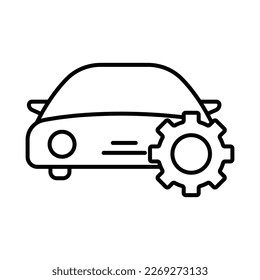 Auto service icon illustration. car icon with gear. icon related to car service, car repair. outline icon style. Simple vector design editable