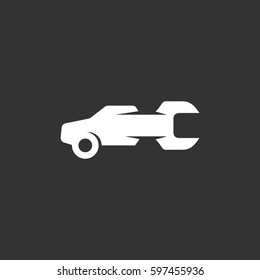 Auto service icon isolated on black background. Auto service vector logo. Flat design style. Modern vector pictogram for web graphics - stock vector
