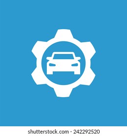 auto service icon, isolated, white on the blue background. Exclusive Symbols 
