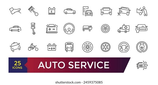 Auto service icon set. Car service icon set with editable stroke collection.