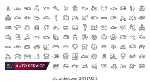 Auto service icon set. Car service icon set with editable stroke collection.