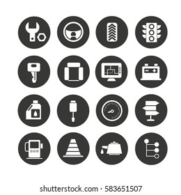 auto service icon set in circle button