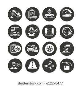 auto service icon set in circle buttons