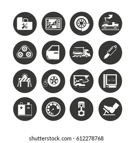 auto service icon set in circle buttons