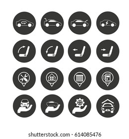 auto service icon set in circle button