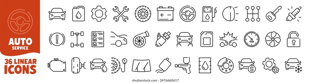 Auto service icon. Auto service icon set. Linear style.