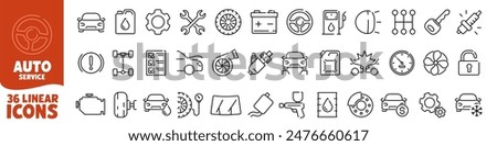 Auto service icon. Auto service icon set. Linear style.