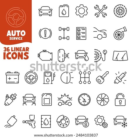 Auto service icon. Auto service icon set. Linear style.